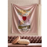 tarot wall tapestry hippie witchcraft cat divination sun wall hanging pink mandala tapestries cloth rome home decor background
