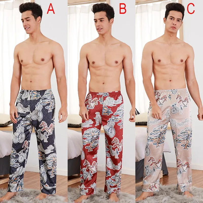 

Мужские пижамные штаны, повседневные шелковые удобные пижамные штаны большого размера, свободные штаны, домашняя одежда, лидер продаж