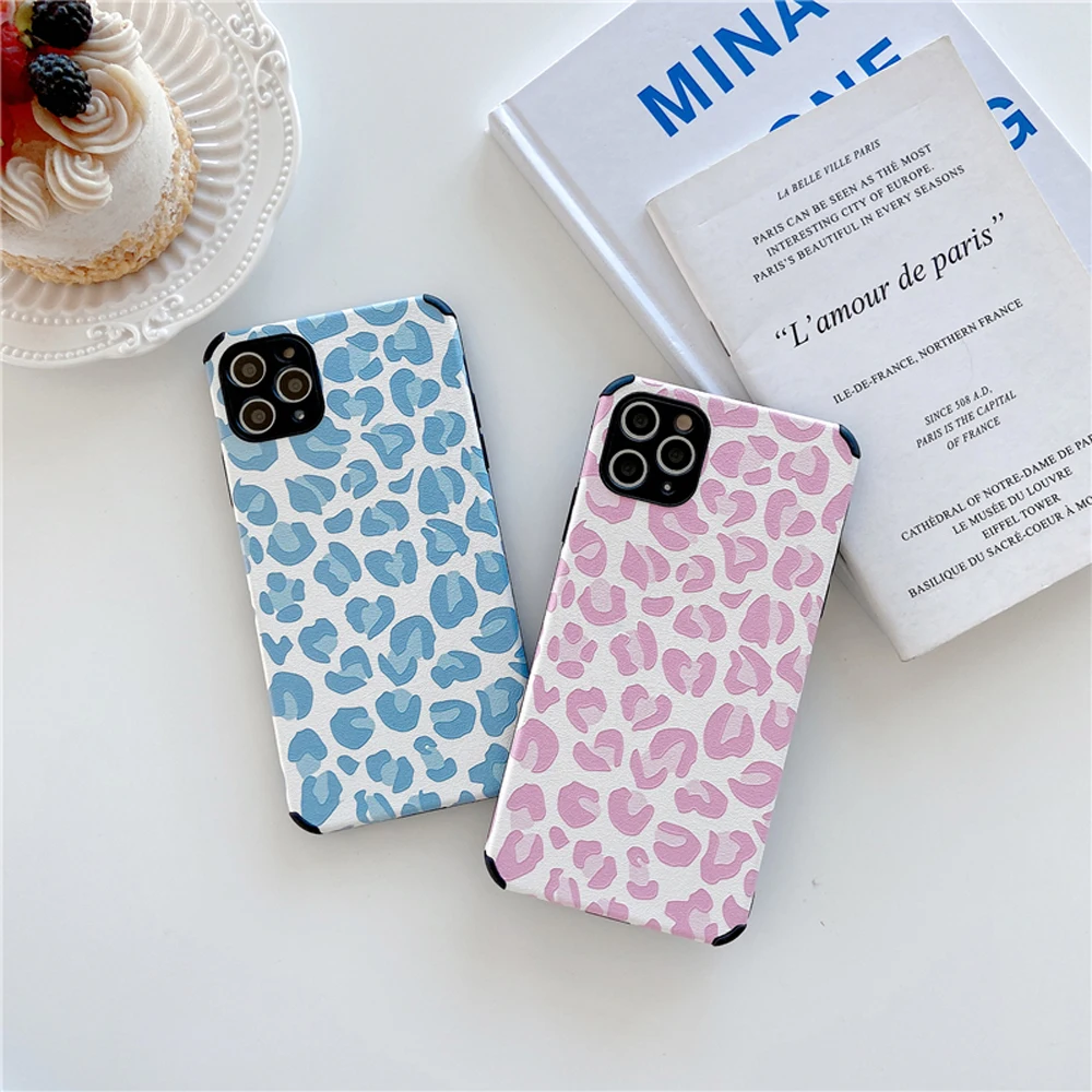 

Luxury Leopard Soft Leather Shockproof Phone Case for 11 12 Pro Max 12 Mini X XS XR 8 7 Plus Bumper Lens Protection Back Cover