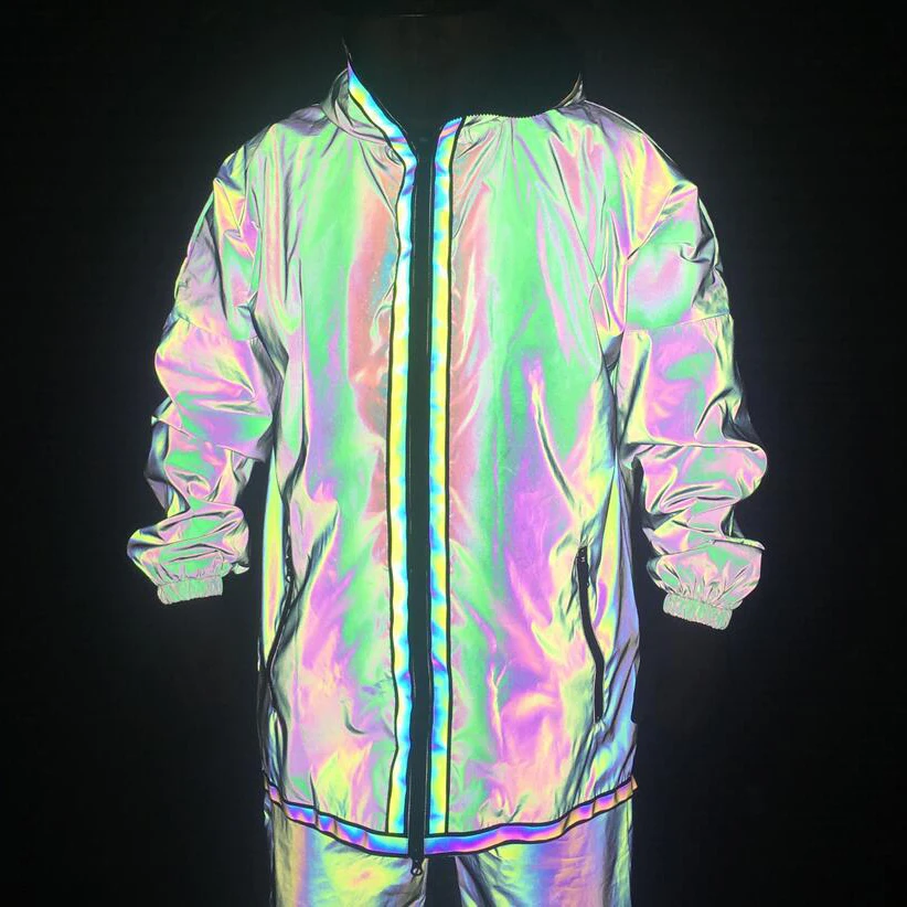 Светоотражающий тренчкот на молнии для мужчин тонкое длинное пальто