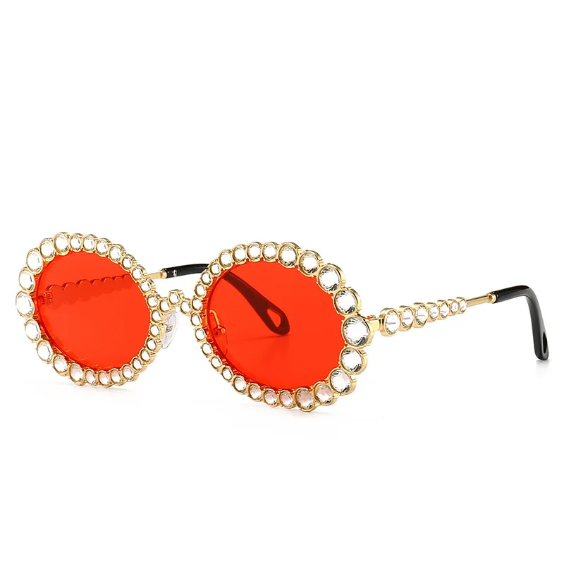 

2PCS Goggles for Motorcycle Crystal Decorative Sunglasses Oval Frame Stylish Street Shot Sunglasses Motorcycle Accessories