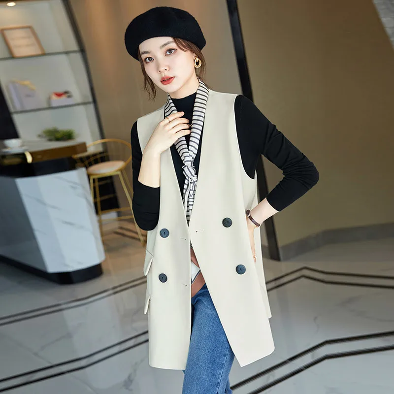 

2021 Elegant Apricot Women Fashion Styles Vest Coat & Waistcoat Ladies Office Jackets Coat Female Tops Outwear Interview Clothes