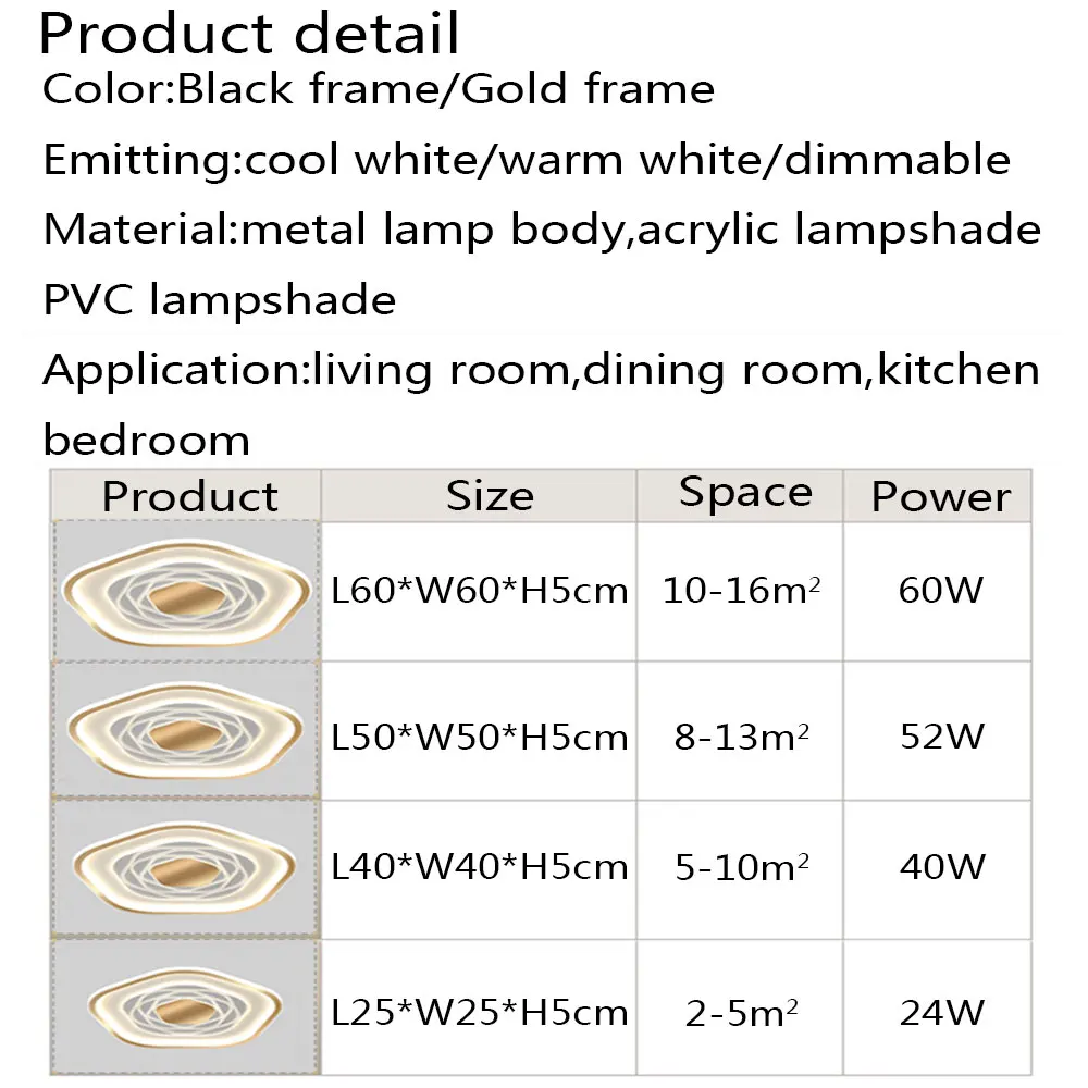 

Black&Gold Finished Simple Led Ceiling Lamp For Bedroom Living room Dining room Modern Indoor Ceiling Lights Lustre Fixtures