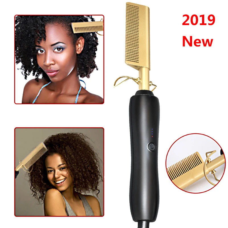 

2020 Hot Comb Straightener Hair Curling Iron Straight hair Comb Anti-scalding Electric Alloy Hair Curler tools