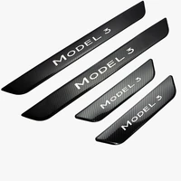 stainless steel car door plate sill kick scuff protector trim guard pedal for tesla model 3 2017 2019 interior mouldings 4 pcs