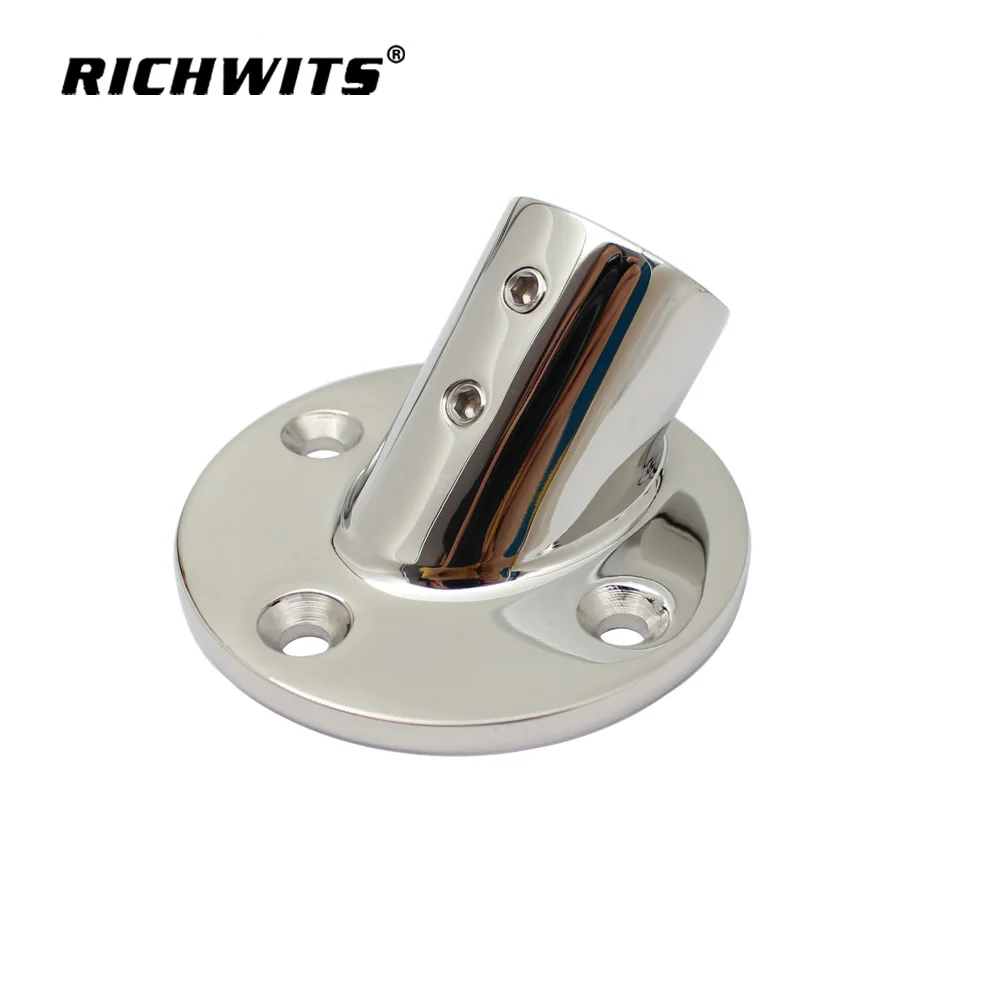 

45 Degree Round Base Stainless Steel Hand Rail Fitting Hardware Accessories 22mm 25mm For Boat Yacht Parts Building Marine