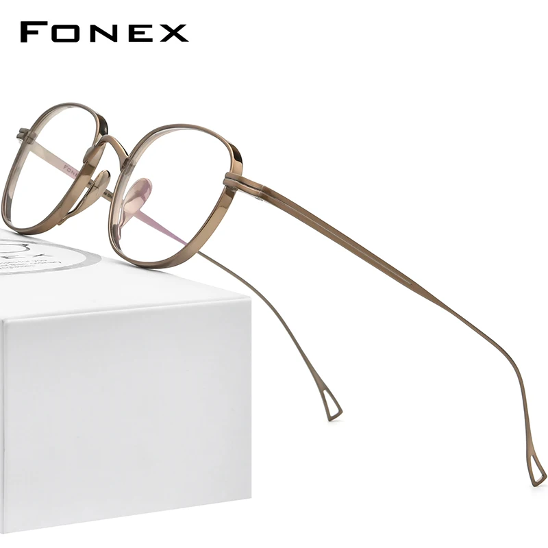 

FONEX Pure Titanium Glasses Frame Men Retro Square Prescription Eyeglasses Women 2021 New Vintage Myopia Optical Eyewear F85649