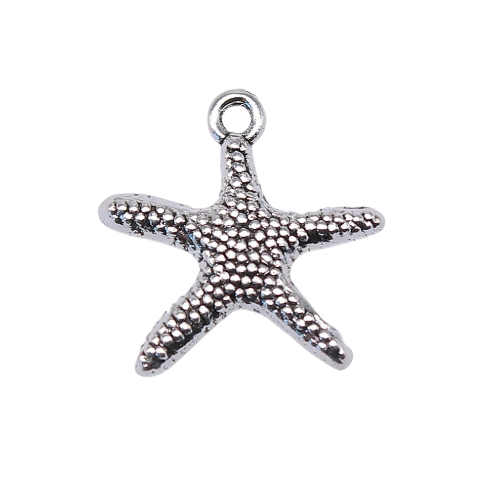 

200pcs Charms Wholesale Jewelry Findings DIY Accessories Starfish Pendant Silver Color 20x18mm