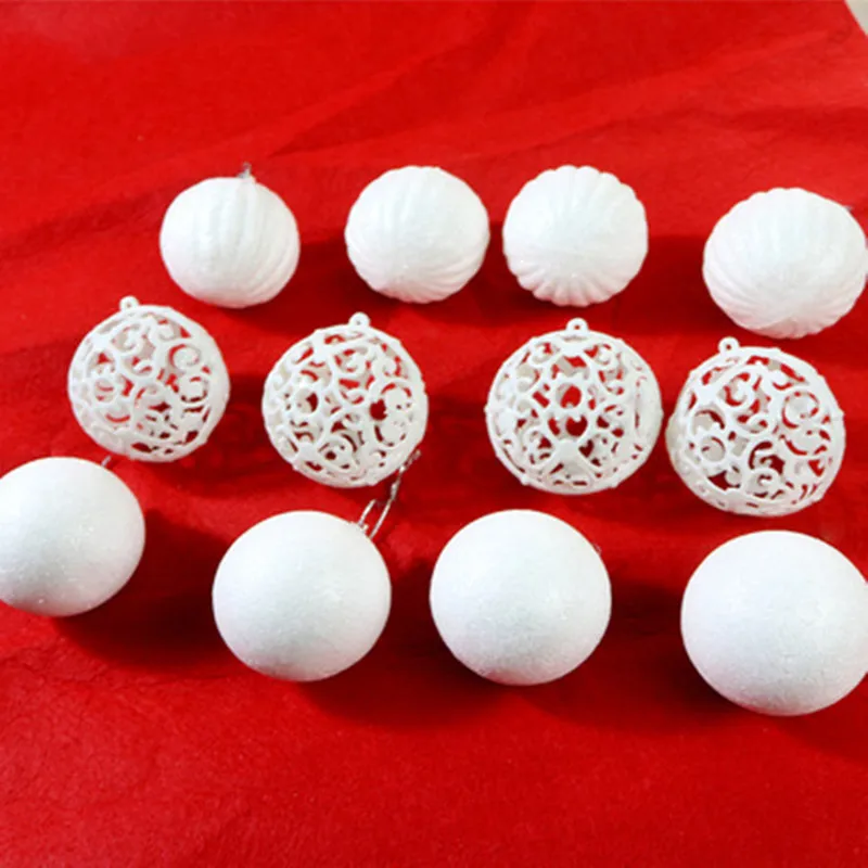 

300pcs White Christmas Ornaments Shatterproof Ball Tree Decor White Plastic Christmas Ball XmasTree Decorations Hanging Pendant