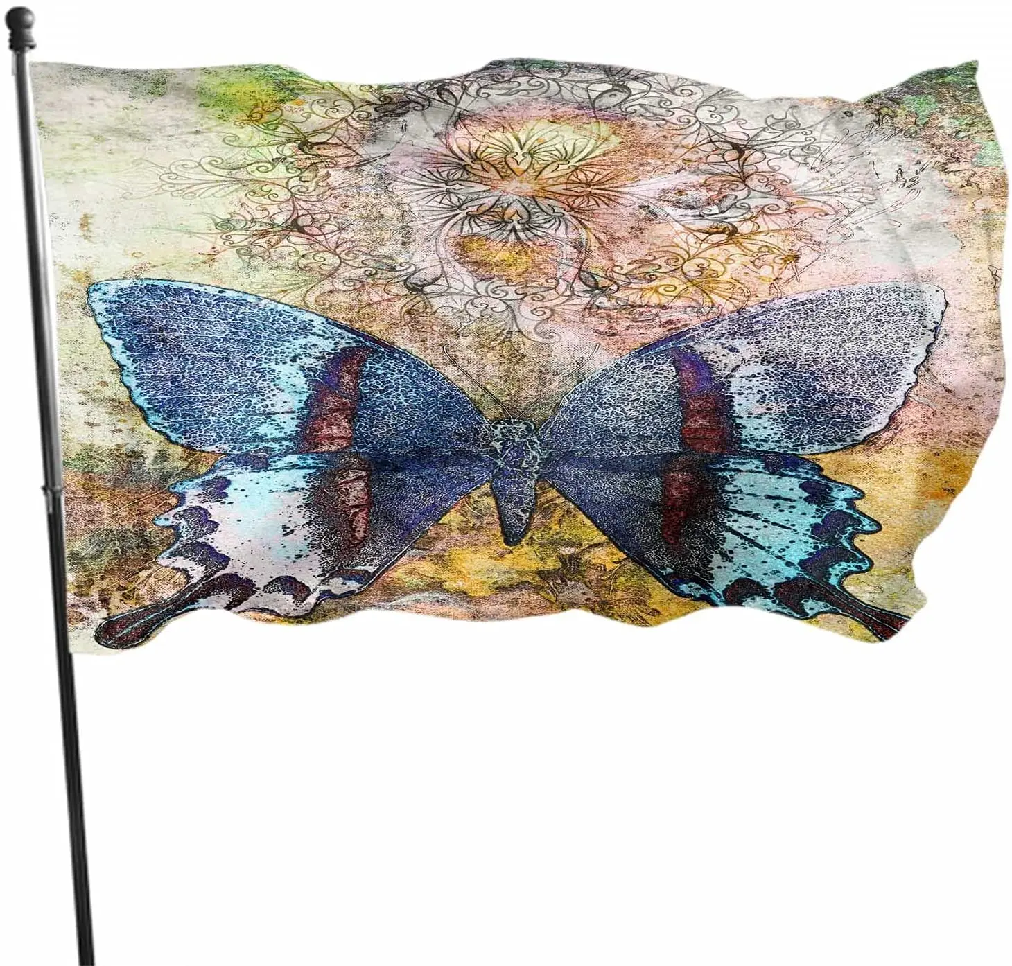 

Butterfly Flag Polyester Animal Nature Beautiful Floral Color Shape Portrait Doodle Wings for Outside Porch Patio Farmhouse