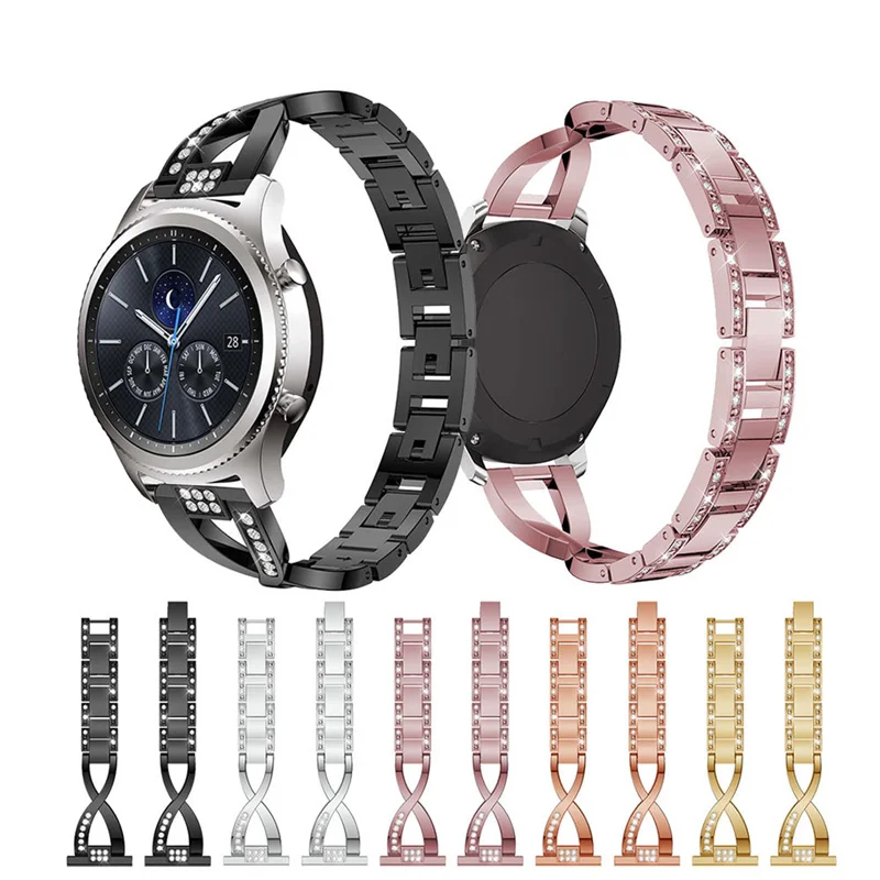 

Suitable for Samsung Gear S3 X-Shaped Diamond-Studded Steel Strap With Diamond Watch Rhinestone Stainless Steel Watch