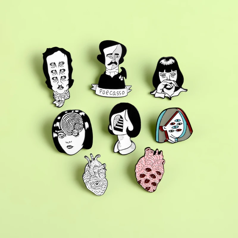 Эмалированные булавки абстракционизма Пикассо черно белые минималистичные