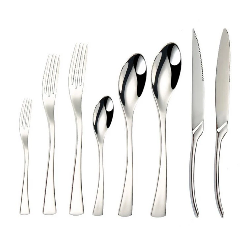 

KuBac Hommi 8Pcs Shiny Black Cutlery Set Stainless Steel Steak Knife Fork Teaspoon Party Dinnerware Gift Set Drop Shipping