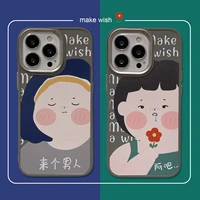cute cartoon lens painted electroplating skin sensation fat girl sister phone case for iphone11 12 13 promax xr xsmax cover