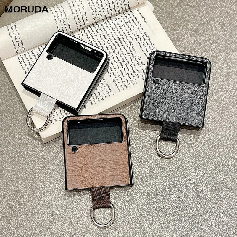 

For Samsung Z Flip 3 Case Luxury Leather Back Shockproof Hand Strap Cord Phone Cover for Samsung Galaxy Z Flip3 ZFlip 3 5G Funda