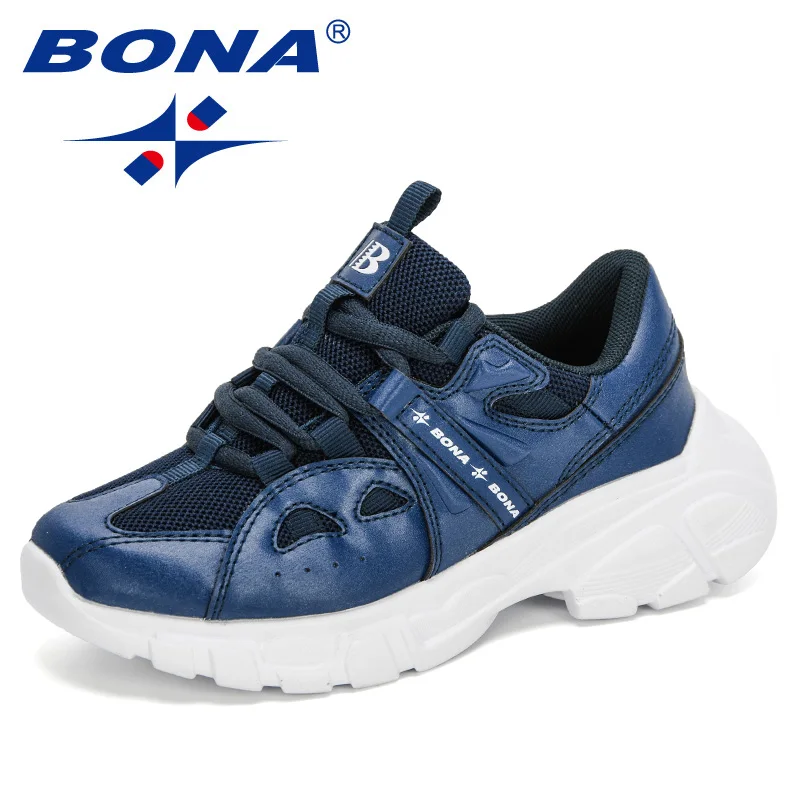 BONA 2020 новые дизайнерские популярные детские кроссовки повседневные беговые для