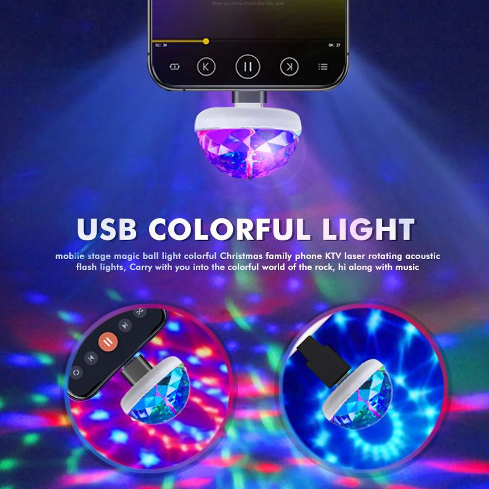 

Миниатюрный USB-светильник для диджея, цветная музыкальная лампа RGB для автомобиля, телефона, компьютера, управления музыкой, волшебный шар