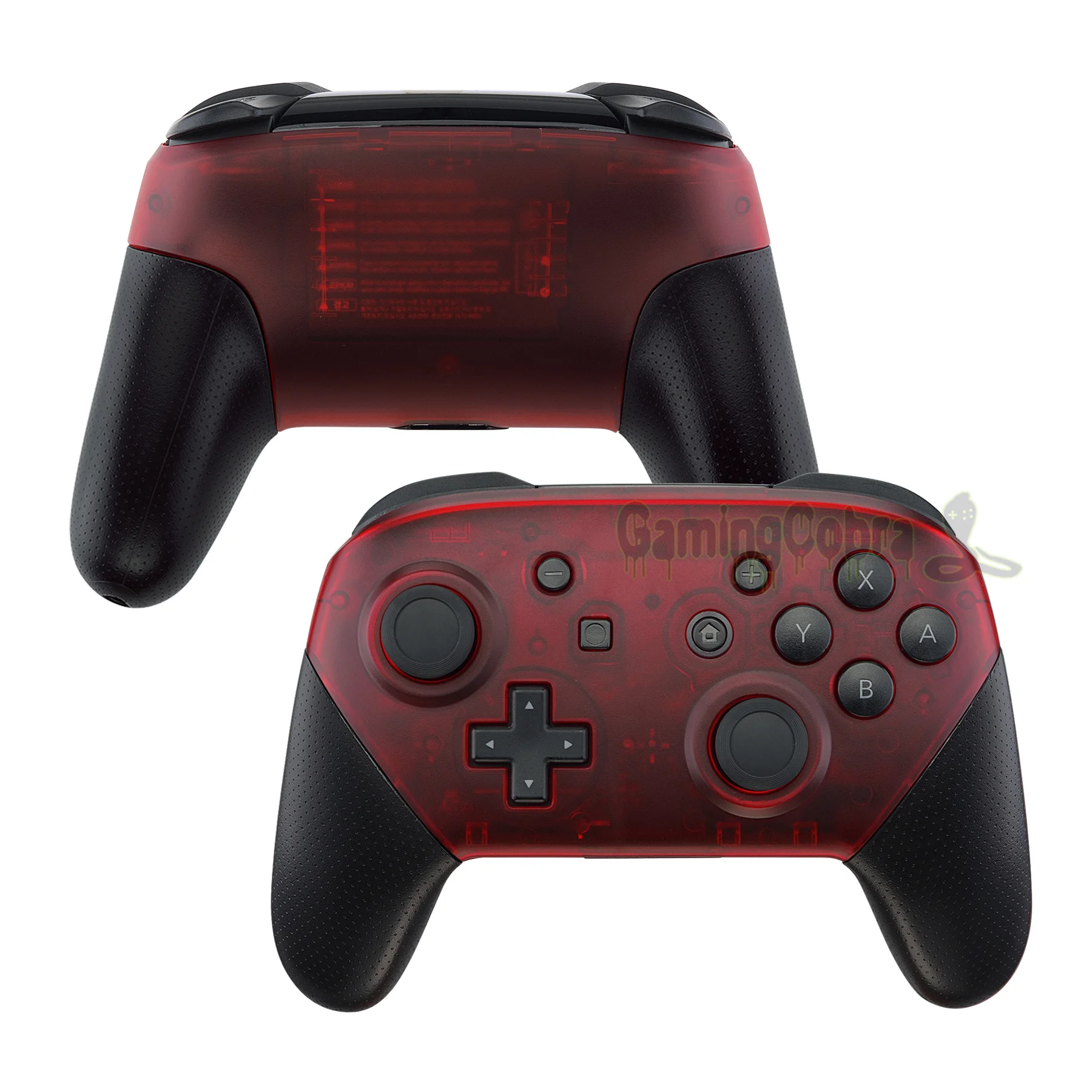 

eXtremeRate Transparent Clear Red Custom Controller Faceplate and Backplate Repair Housing Case for NS Switch Pro