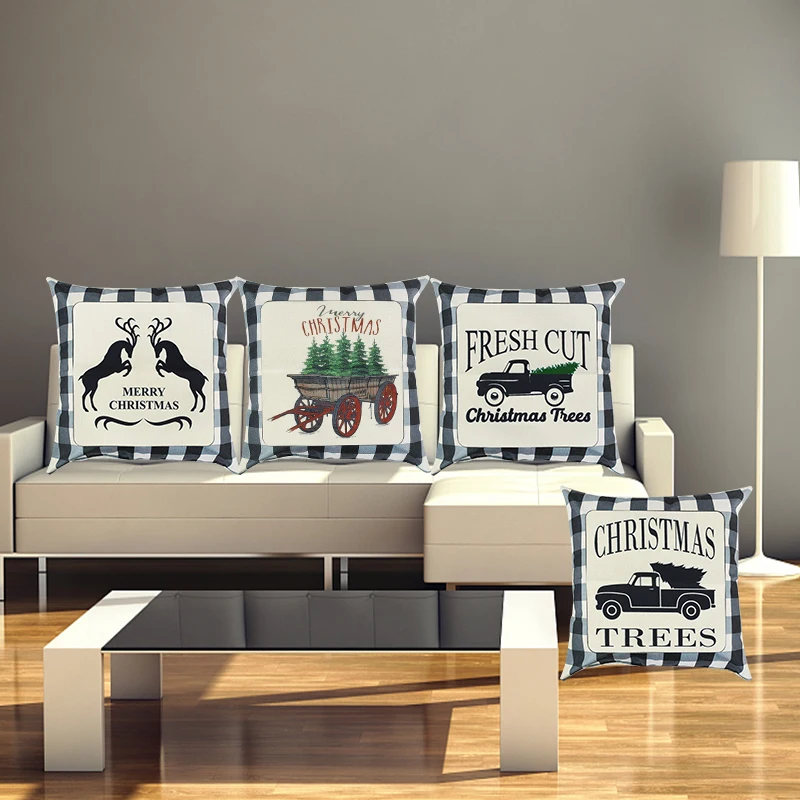 Рождественская льняная наволочка 45 см * в британском стиле буйвол клетка лось