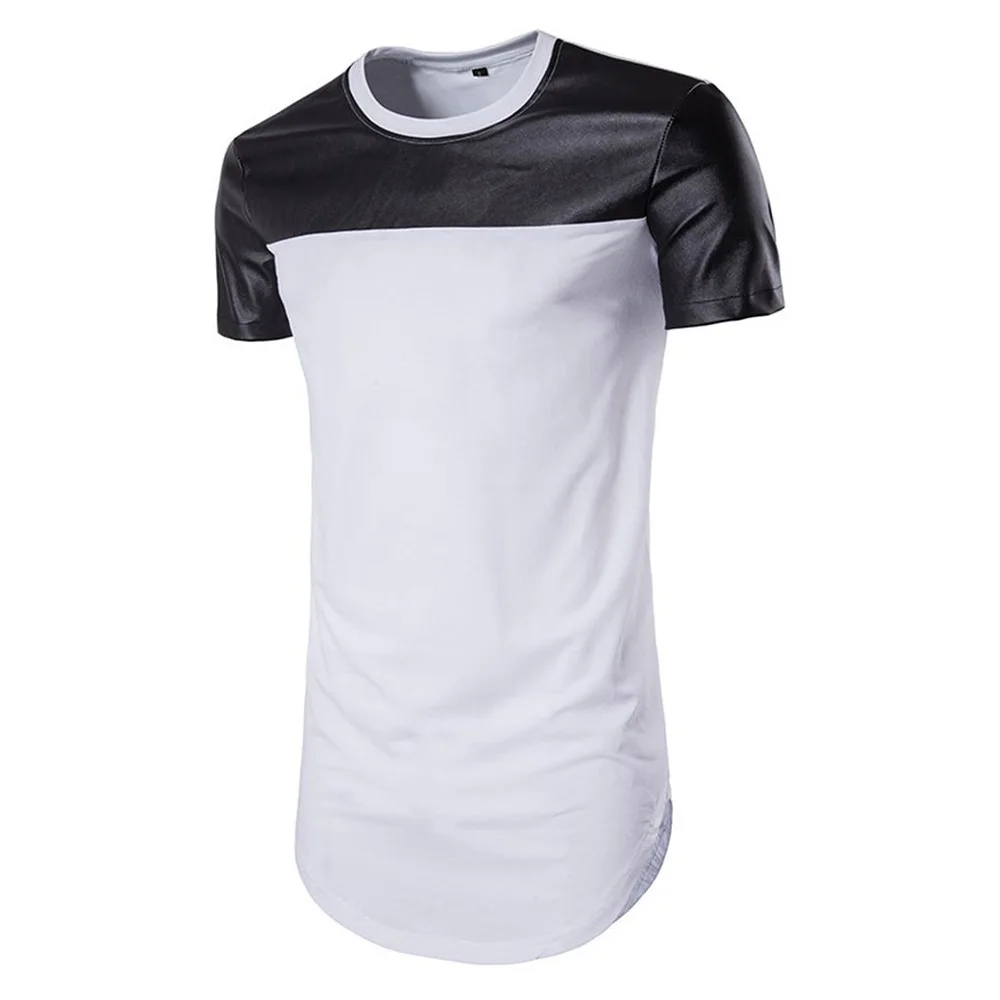 

Футболка мужская составного кроя с круглым вырезом, топ с коротким рукавом, Спортивная белая Повседневная рубашка, одежда, лето 2021