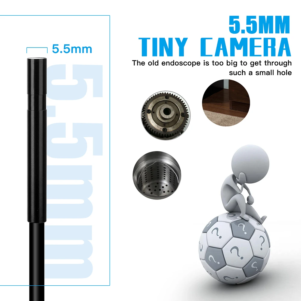 F220 5.5mm IP67 Waterproof Industrial WiFi Endoscope Borescope Inspection Camera Built-in 6 LEDs for iOS/Android Smartphones | Инструменты