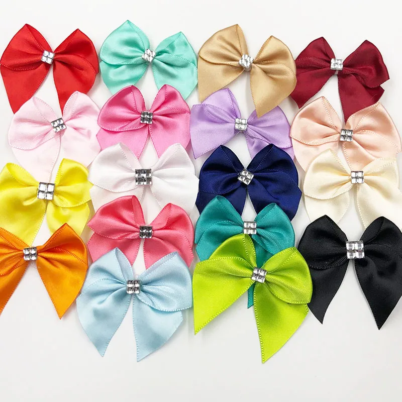 

40PC Ribbon Bows Flower the Rhinestone Appliques Sewing Craft Lots Upick B227
