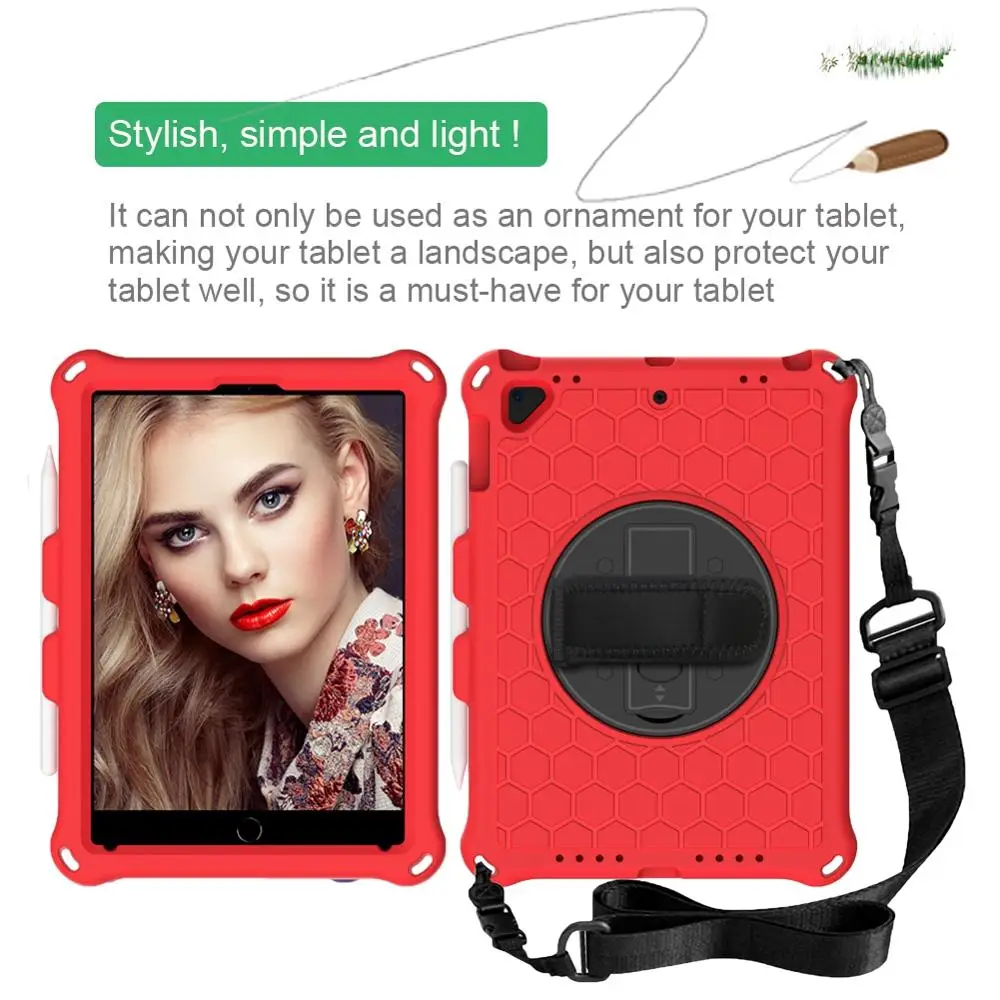 

Case For iPad 2017 2018 Cover 9.7 inch 360 Rotation Hand Strap & Kickstand Kids Tablets coque For iPad air/air 2/Pro 9.7 funda