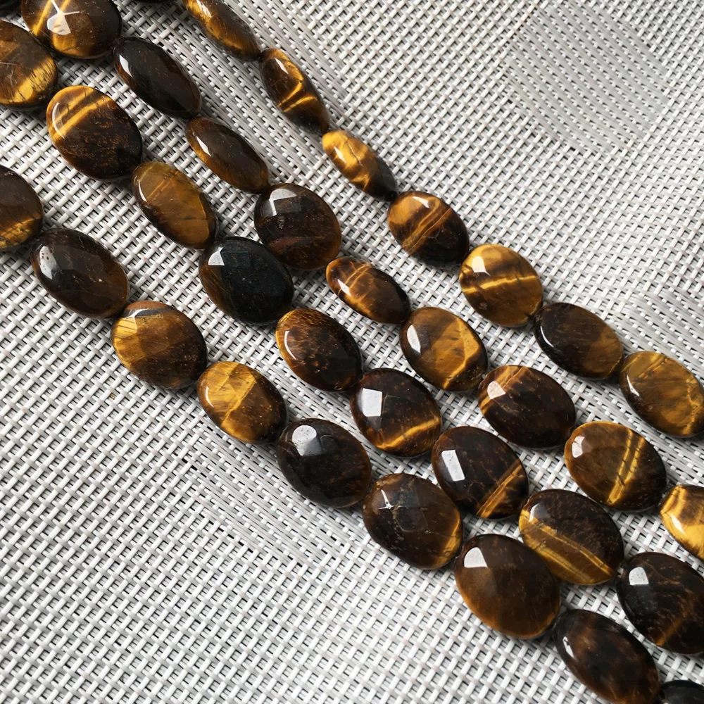 

Natural Stone Egg Shape Tiger Eye Opal Faceted Big Beads For Women Jewelry Making DIY Necklace Bracelet 12 Pcs /strand