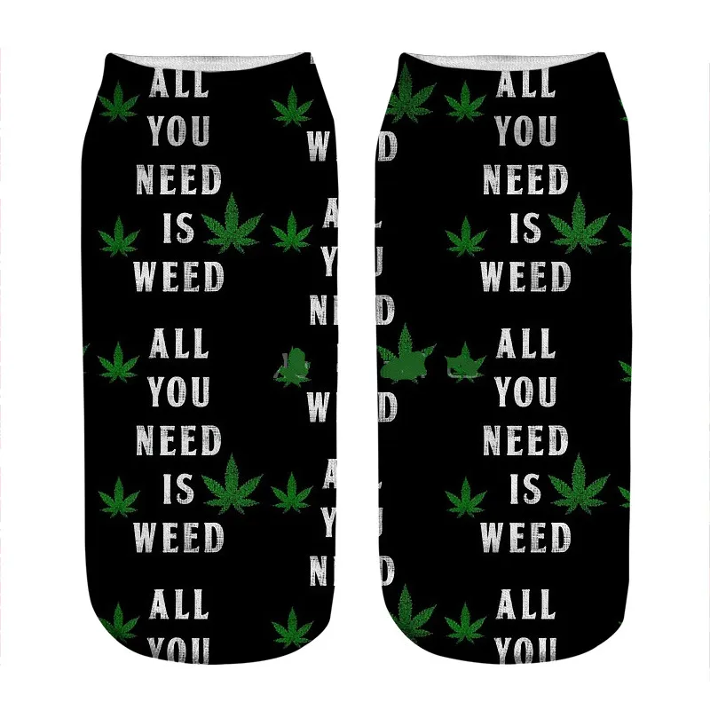 

Women's socks kawaii Personality black Weed Printed Socks Woman harajuku Happy Funny Novelty cute girl gift Socks for women