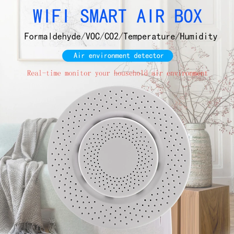 

Zigbee Tuya WIFI Smart Air Box Carbon Dioxide Detector CO2 Gas Sensor Formaldehyde VOC Temperature Humidity Sensor App Control