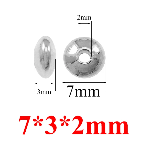 7x3mm 50 шт./лот, 4, 5, 6, 7, 8 мм Нержавеющая сталь разделитель, европейские бусы для самостоятельного изготовления ювелирных изделий бусины аксессуары для подвески Цепочки и ожерелья с браслетом - Цвет: 7x3mm