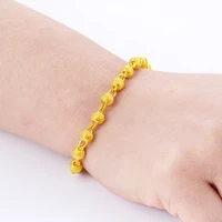 fine jewelry women 18k gold bohemia anniversary chain link bracelets yellow gold ball resizable luxury charm bracelet women