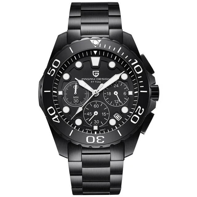 Black White Hands Relogio Masculino, PAGANI, дизайнерские мужские часы, Топ бренд, Роскошные, водонепроницаемые, военный хронограф, кварцевые наручные часы, мужские часы, Saat - Цвет: Black White Hands