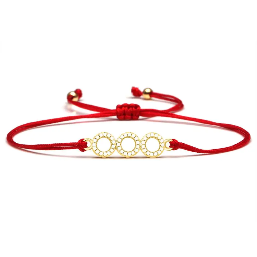 Милый тройной круг связанный CZ кубический цирконий браслет для женщин блестящий