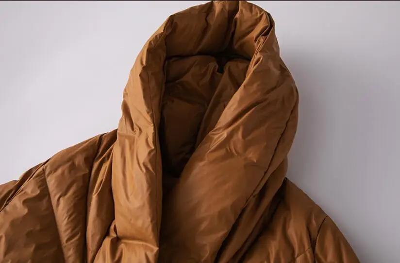 Зимнее пуховое пальто со стоячим воротником Винтажный стиль вышивка Тонкий