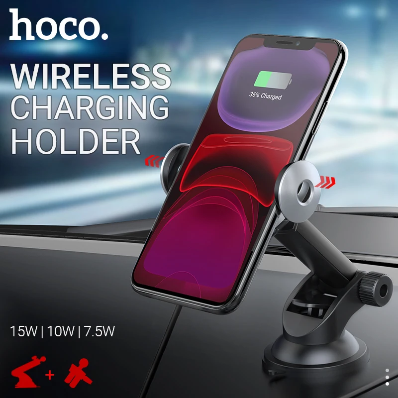 hoco авто держатель телефона беспроводное зарядное устройство 5W 7.5W 10W быстрая
