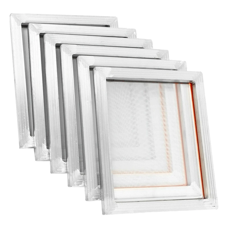 

6Pcs 14inchX10inch Aluminium Alloy Silk Screen Printing Frame W 110 White Mesh