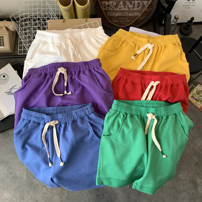 

Летние женские повседневные хлопковые шорты на шнуровке, простая однотонная Домашняя одежда с высокой талией, базовые штаны