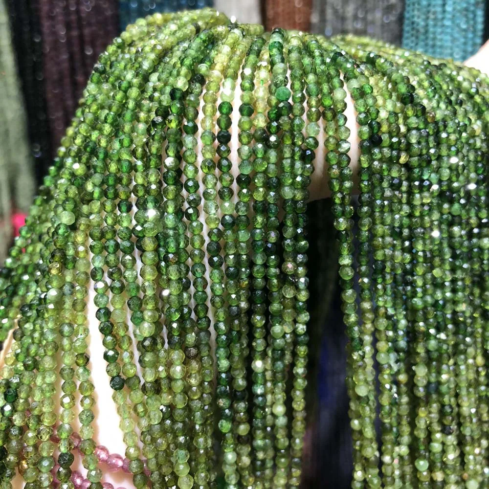 Natural Semi Precious Stone Mini Beads Gradients Verdelite Section Circle For DIY Making Chain 38CM 2.8-3 mm | Украшения и