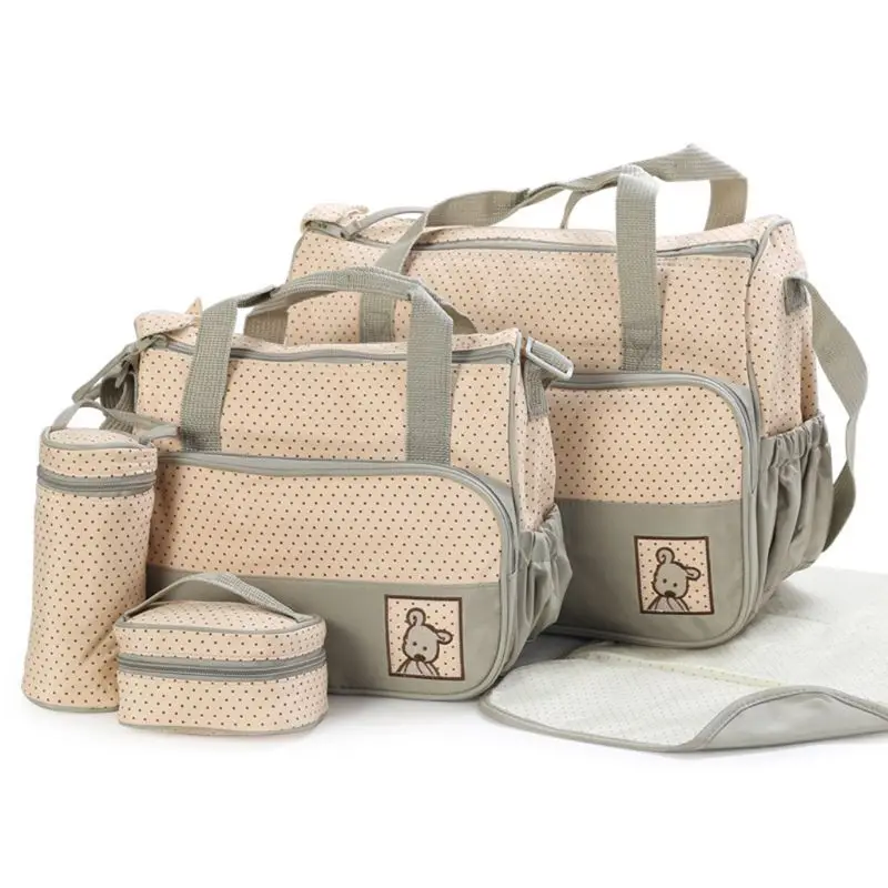 

5 Pcs Multifunctional Set Baby Changing Diaper Nappy Bag Maternity Mummy Handbag