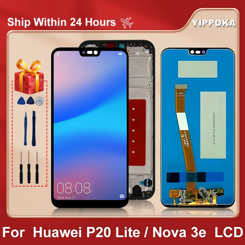 

ЖК-дисплей 5,84 "для HUAWEI P20 Lite, дисплей с сенсорным экраном и дигитайзером, запасные части для HUAWEI ANE-TL00 LCD, оригинал