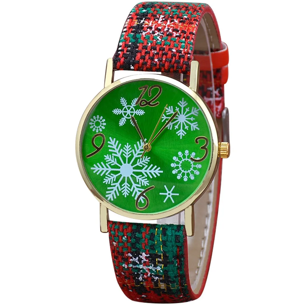 Christmas Women's Watch Simple Leather Snowflake Quartz Analog Vogue Wrist Watches Bracelet relogo feminino 11.20 | Наручные часы