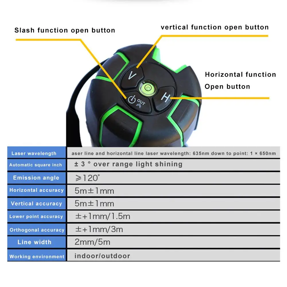 5 проводной лазерный уровень с лазером зеленого цвета светильник автоматическая - Фото №1