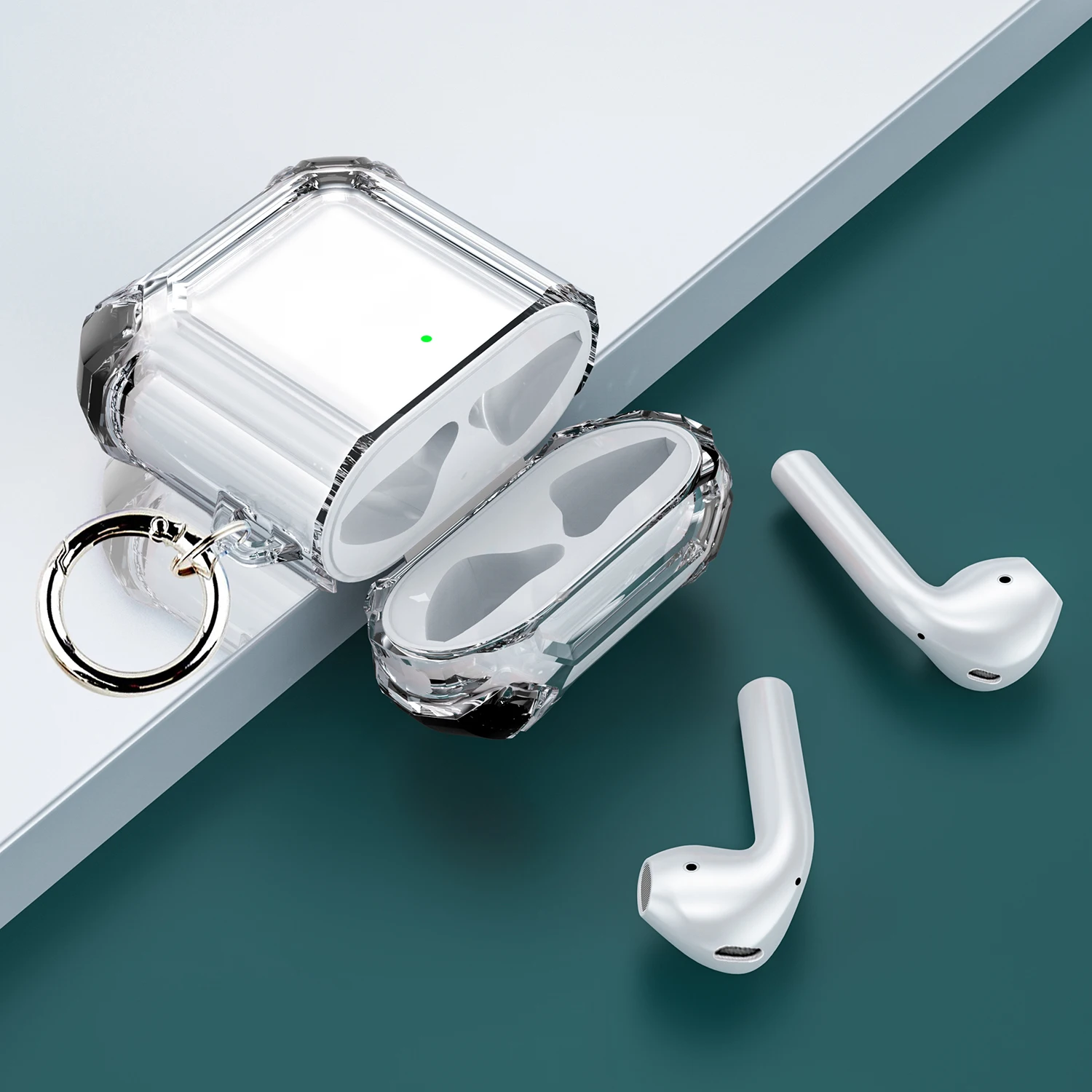 Чехол с крючком для наушников Apple AirPods Pro 2 1 твердый прозрачный Кристальный