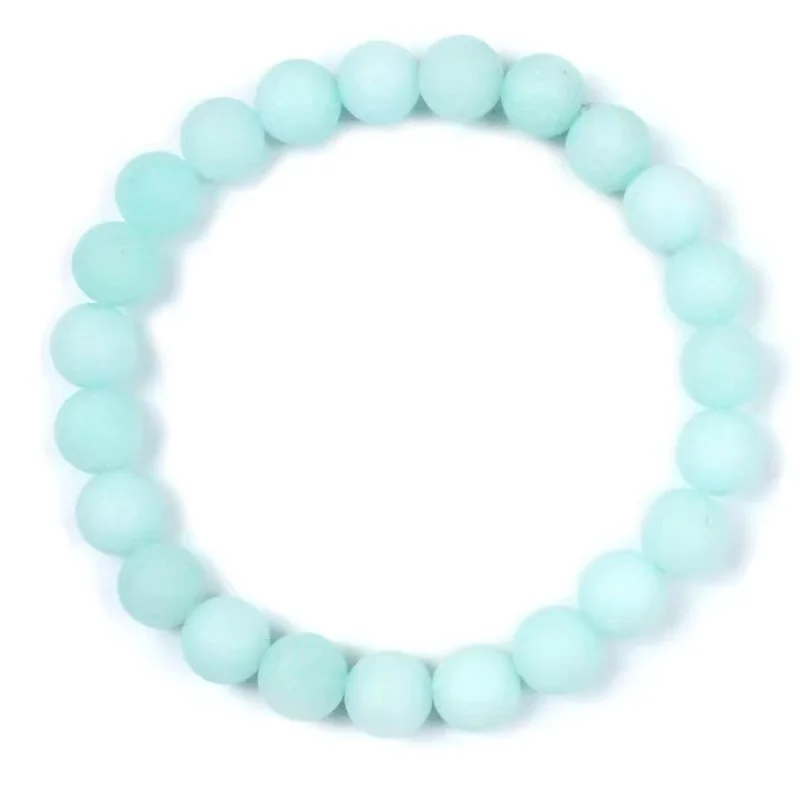 

Natural Stones Matte Frosted Blue River Amazonite Round Loose Beads 6 8 10 12 mm for Jewelry Making Wholesale Bracelet