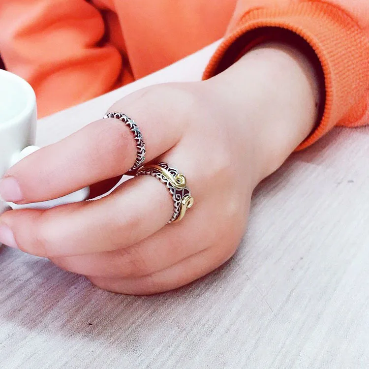 

Boho Vintage 925 Sterling Silver Star Rings for Women Lover Finger Ring Valentines Day Gifts