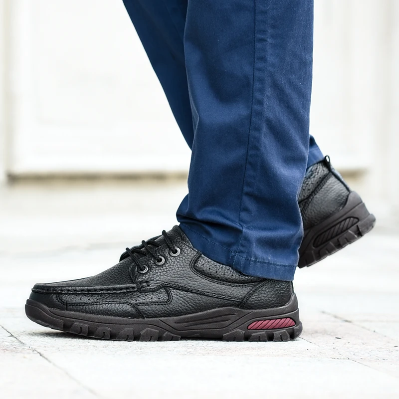 

Winter men casual shoes genuine leather plush warm male oxford lace up classic style antiskid autumn footwear shoes big size 48