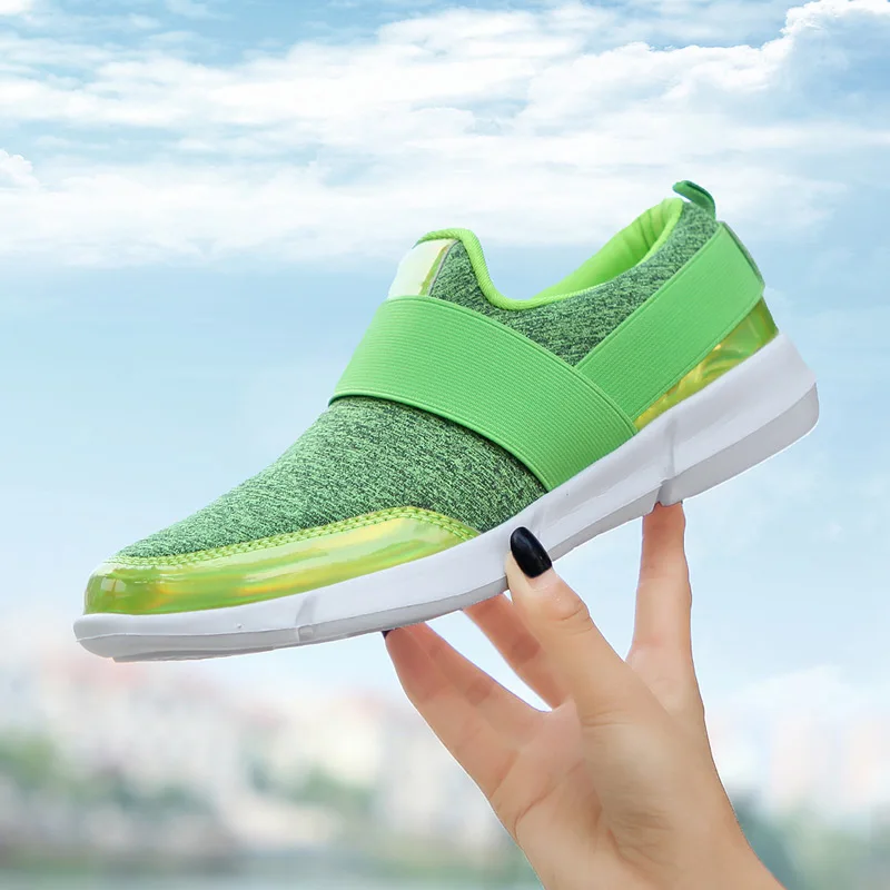 Кроссовки женские дышащие без шнуровки светильник кие сникерсы повседневная