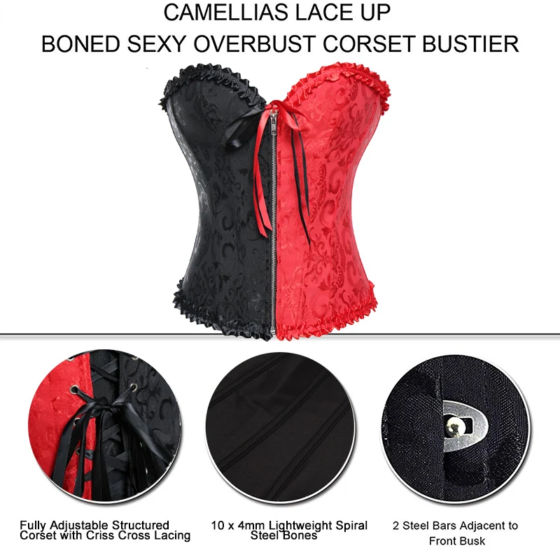 Steampunk Gothic Corset Satin Boned Lace Up Sexy Bustier Women Corselet Corsets and Bustiers Slim Plus Size Multi Colors | Женская