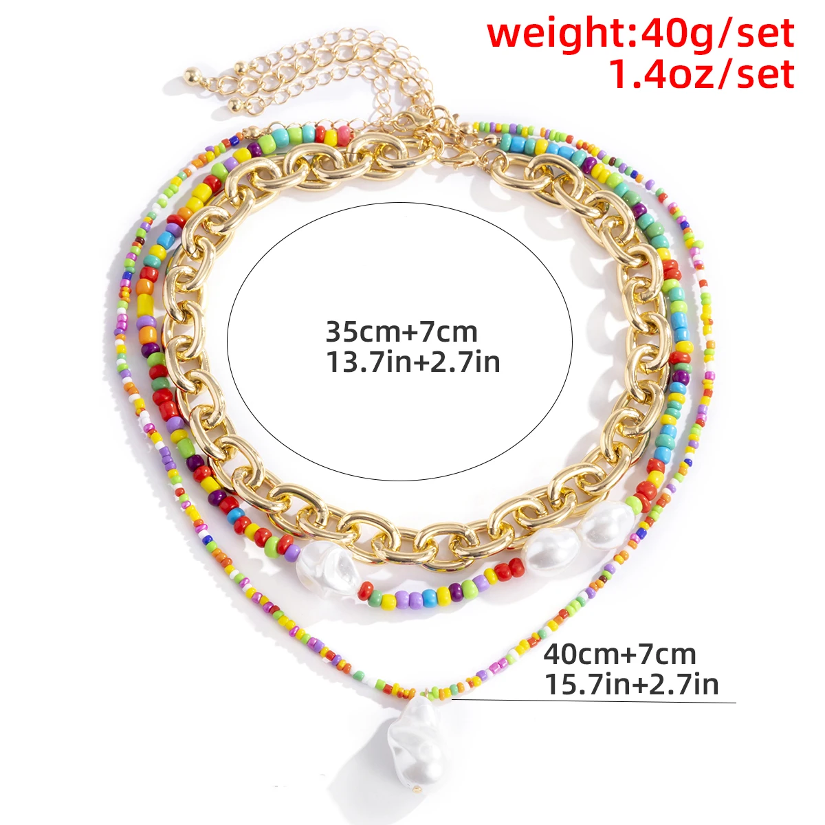 

Boho Colorful Beaded Multi Layer Short Clavicle Chain Choker Necklace For Women Baroque Simulated Pearls Pendant Collier Jewelry